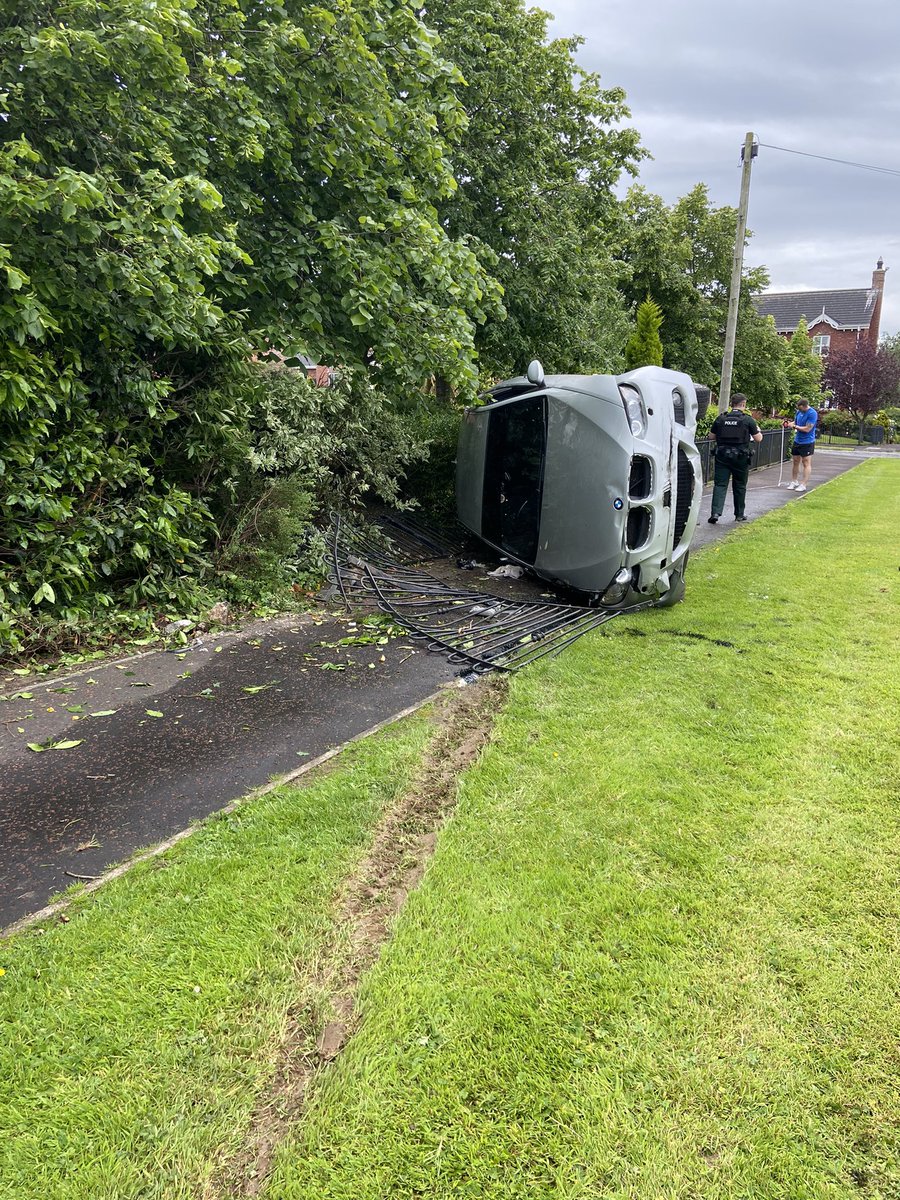 jordan_utv's tweet photo. To the drunk driver and his mate who rolled their car out the front of my house at lunchtime….I hope the police helicopter finds you in the field you ran off into. https://t.co/D00wFklUWn