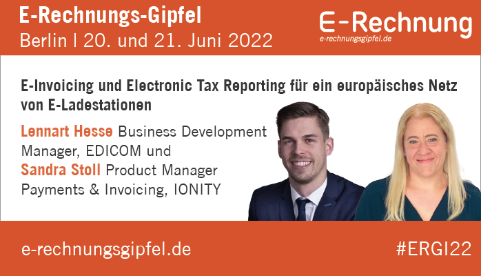 vereonag's tweet image. Es wird spannend: #ElectronicInvoicing und #TaxReporting für ein europäisches Netz von E-Ladestationen präsentiert von Lennart Hesse, @EdicomGroup und Sandra Stoll, @IONITY_EU beim #ERGI22 in Berlin.
Mehr Informationen unter e-rechnungsgipfel.de
#EInvoicing