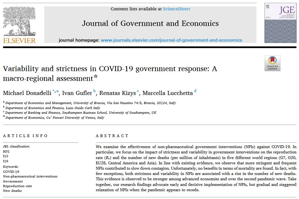 SAGE_econ's tweet photo. #JGE article of the week! Michael Donadelli, @ivangufler, Renatas Kizys, and Marcella Lucchetta examine the effectiveness of non-pharmaceutical government interventions against COVID-19.

Full article (open access): https://t.co/ApjJQMDVa9 https://t.co/wlzUNwdtLl