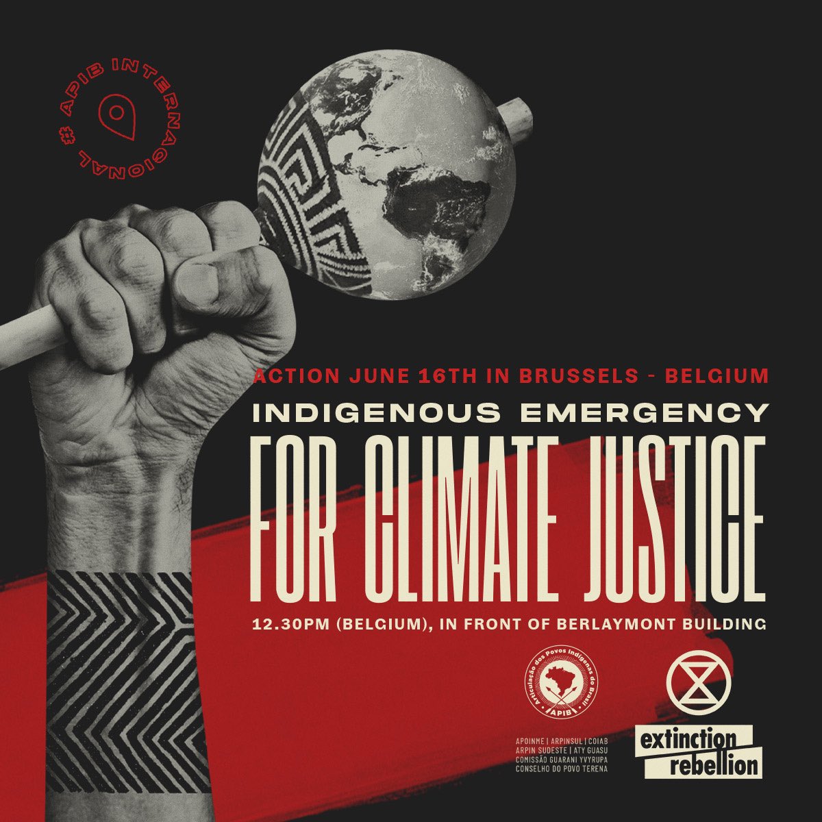 This Thursday, June 16, the Articulation of Indigenous Peoples of Brazil (Apib) and Extinction Rebellion mobilized an act in front the European Parliament

There is an urgency to solve the climate emergency that the world is facing. 

 #ApibInternacional #LutaPelaVida