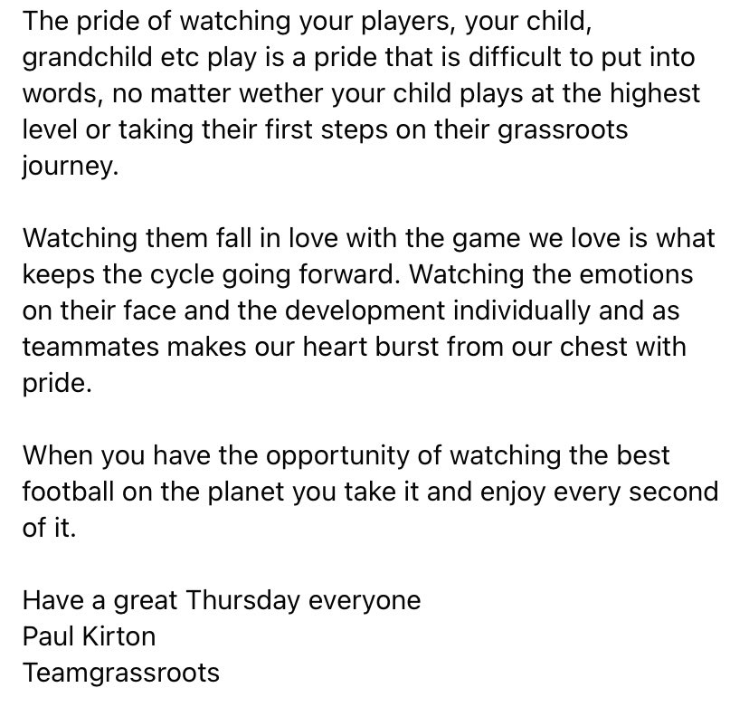 Teamgrassroots_'s tweet image. The pride of watching your players, your child, grandchild etc play is a pride that is difficult to put into words, no matter wether your child plays at the highest level or taking their first steps on their grassroots journey.
