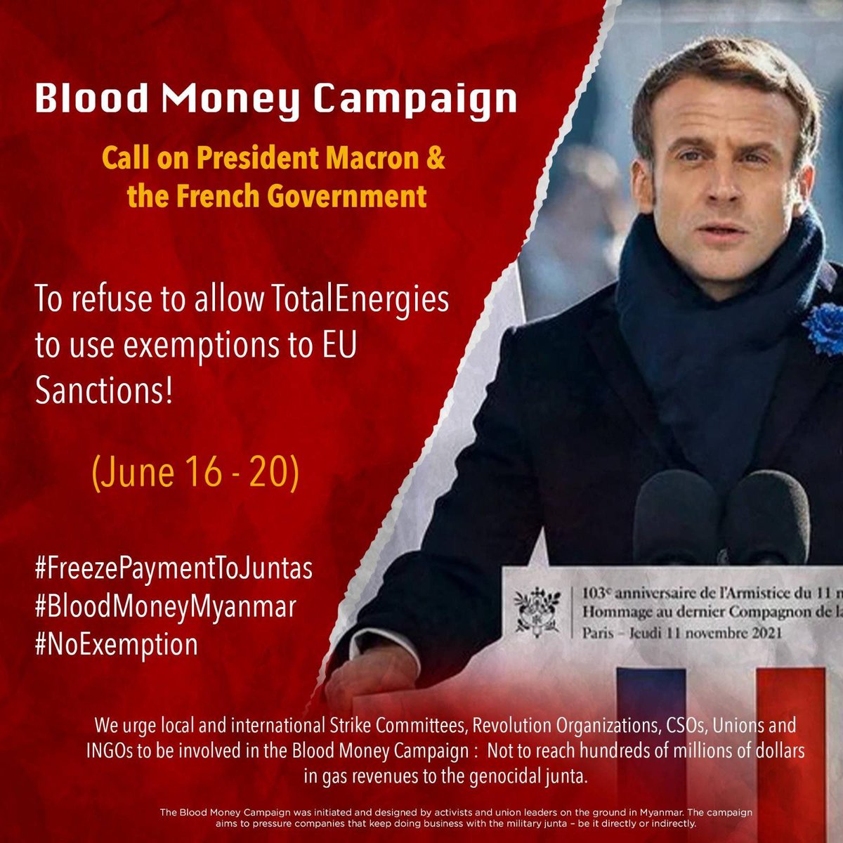 There would have grave repercussions in light of the fact that the present situation is the part to be done by French government to ensure Total Energy not paying the junta regime regardless of so-called exemptions
#NoExemptions  #Total_StopSponsoringJunta