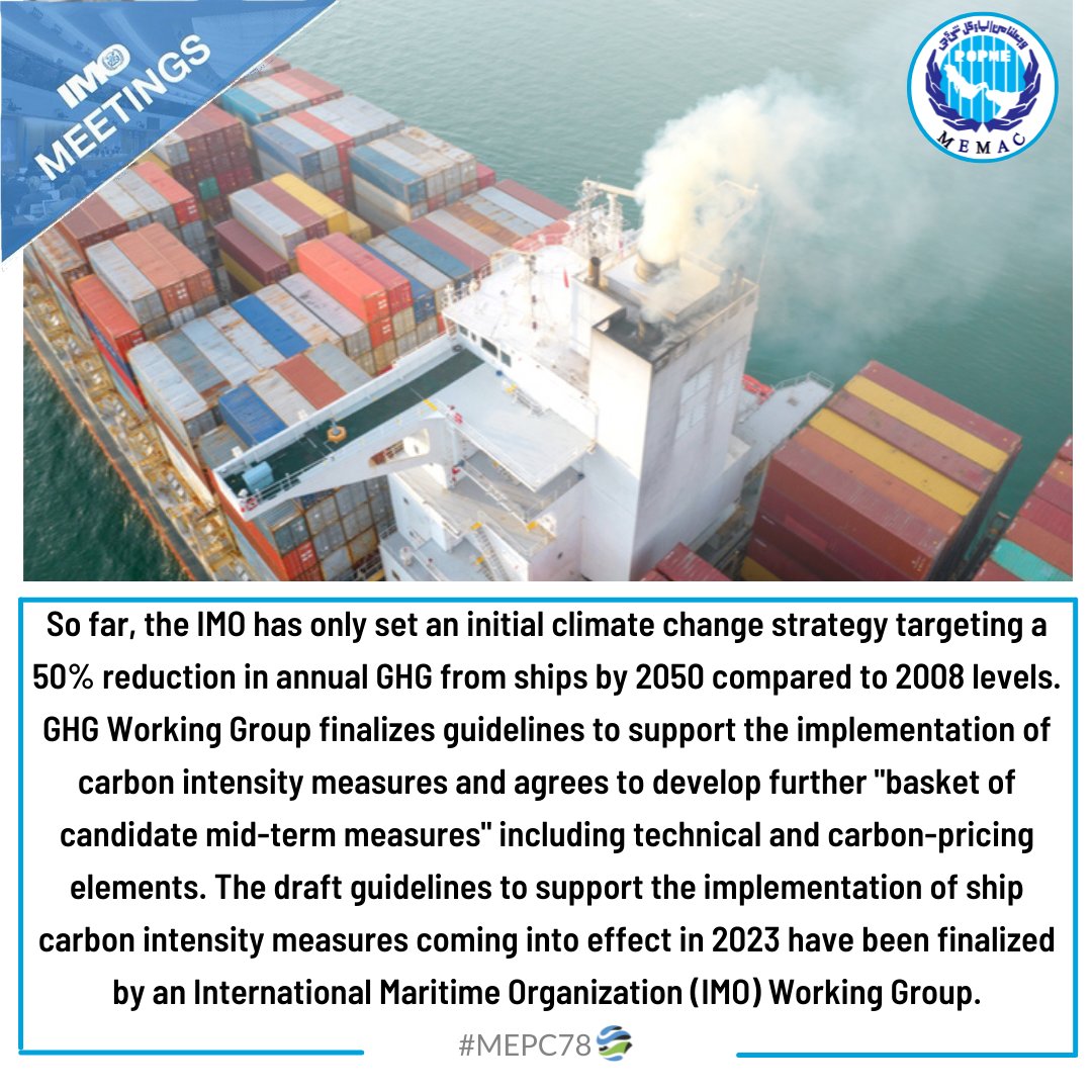 MemacRsa's tweet photo. The #MEPC comprises all the Member States and Organizations responsible for setting regulations and measures to prevent and control pollution from ships and protect and preserve the marine environment.
#MEPC78 #IMO #MarineEnvironment #OilSpil #Sea #Ocean #Maritime #Seafarers https://t.co/Uie0eIA32u