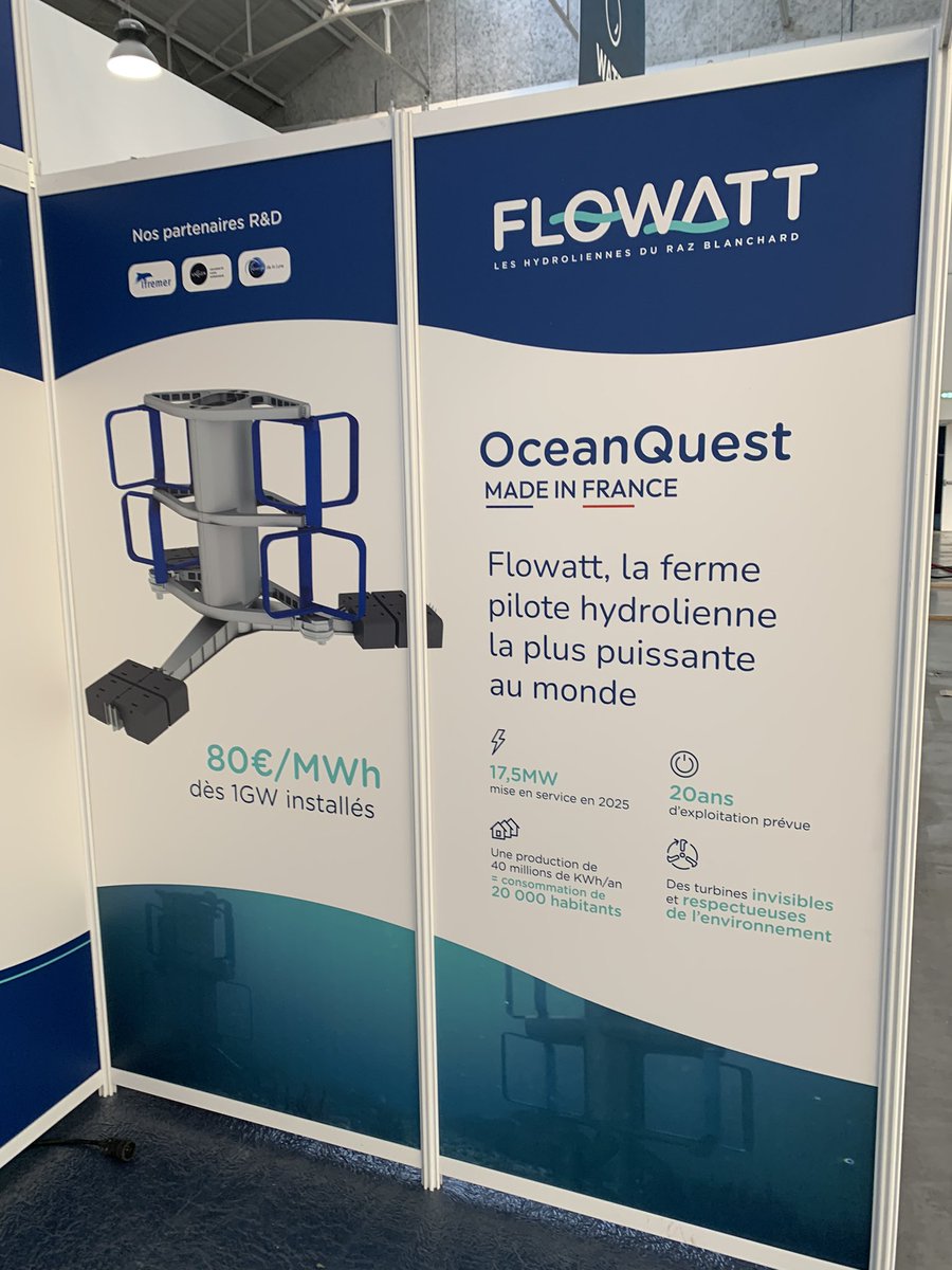 energie2lalune's tweet photo. #seanergy2022 table ronde hydrolien et présentation du consortium de la ferme pilote la plus puissante du monde 17,5 MW #Flowatt 
Fiers de faire partie de ce consortium et d’investir aux côtés de Qair, Hydroquest, CMN, @Ifremer_fr @Universite_Caen 
Rdv en 2025 Raz Blanchard ! https://t.co/9MPT1tvKXu