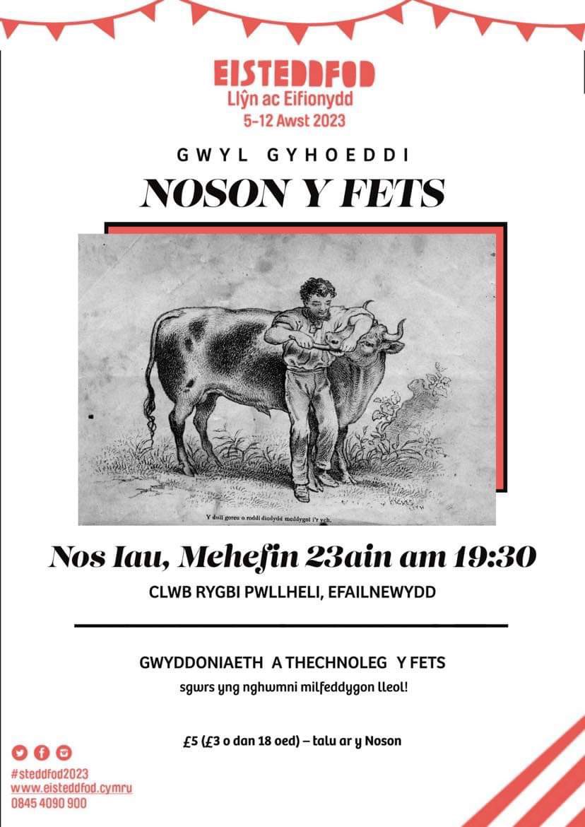 EfailPenrhos21's tweet photo. Wythnos i fynd… Noson Y Fets dan arweiniad @GeralltPennant 

📍Clwb Chwaraeon Efailnewydd
🗓23ain Mehefin am 19:30

Ar y panel:
▪️Dafydd Alun Jones (Rhaglen y Fets)
▪️Malan Hughes ac Arwyn Evans, Milfeddygon Deufor

@eisteddfod #SteddfodBoduan #EisteddfodGenedlaethol #YFets https://t.co/ZAqmgwujWk