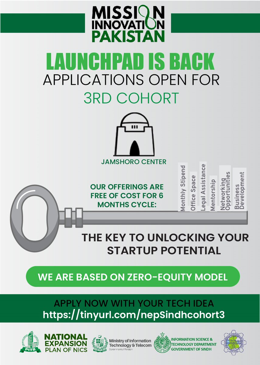 NEP_NIC's tweet photo. Launchpad is back in the city of #Jamshoro for 3rd Cohort. Hurry up and register your tech idea at https://t.co/9QwhXxx32h

#incubation #businessideas  #startups #IoT #fintech #agritech #robotics https://t.co/otVeUAH4gc