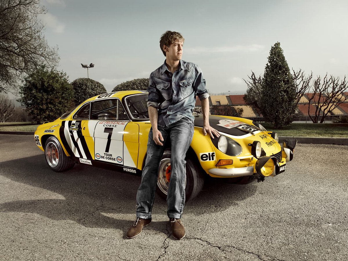 Rdesvoitures's tweet photo. Et comme un boomerang en charge du souvenir, nous avons retrouvé ça dans nos archives... Sebastian Vettel et l'Alpine A110 du Tour de Corse 75. #AlpineA110 #AlpineTDC75 https://t.co/9qL1V9tkcC