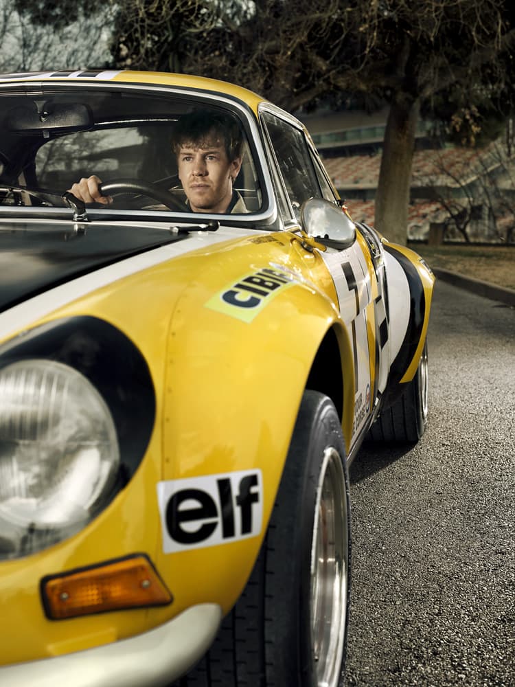 Rdesvoitures's tweet photo. Et comme un boomerang en charge du souvenir, nous avons retrouvé ça dans nos archives... Sebastian Vettel et l'Alpine A110 du Tour de Corse 75. #AlpineA110 #AlpineTDC75 https://t.co/9qL1V9tkcC