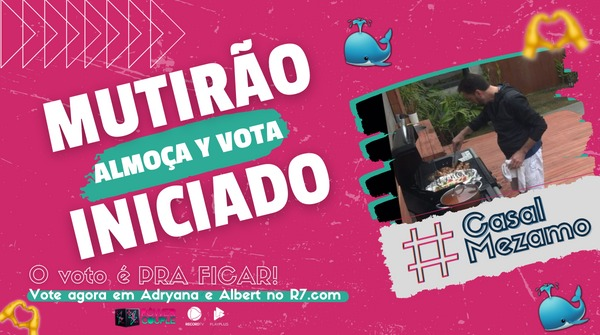 💛 MUTIRÃO ALMOÇA Y VOTA

 😘 A CADA 10 VOTOS MANDEM UM EMOJI AQUI

⏰ ENCERRAMENTO 13H

📺 O VOTO É PRA FICAR! VOTE ADRYANA E ALBERT NO R7

📱LINK: bit.ly/38rJHsW

#DRPowerCouple #PowerCouple