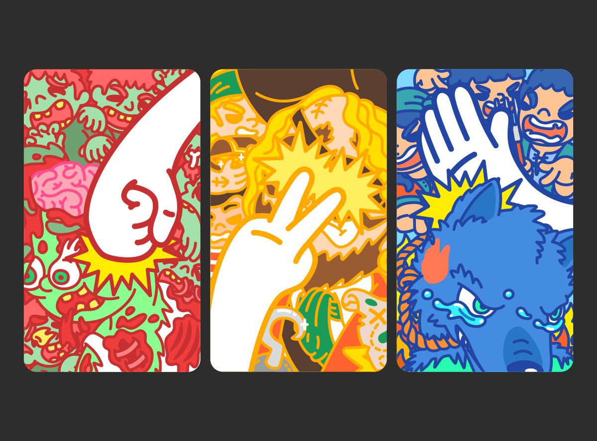 When Rock-Scissors-Paper can attack! 👊🏼🖐️🏼✌️🏼💥😄 
Showing off my illus' as 1 of 8 artists for Rock-Scissors-Paper card game project by BGN. I go with 3 famous themes in board game world; Zombie, Pirate &amp; Werewolf. Will be published soon😎
#rockscissorspaper #cardgame #illustration