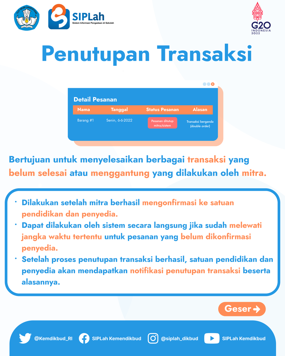 pusdatin_dasmen's tweet photo. Hadirnya dua fitur ini menjadikan performa layanan SIPLah semakin meningkat sehingga dapat memudahkan proses berbelanja satuan pendidikan.
Ayo segera belanja kebutuhan satuan pendidikan di SIPLah!
#SIPLahKemendikbud
#SIPLah
#PBJSatdik
#Sekolah
#UMKM https://t.co/pygME7Pjw0