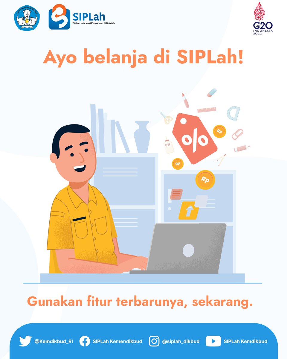 pusdatin_dasmen's tweet photo. Hadirnya dua fitur ini menjadikan performa layanan SIPLah semakin meningkat sehingga dapat memudahkan proses berbelanja satuan pendidikan.
Ayo segera belanja kebutuhan satuan pendidikan di SIPLah!
#SIPLahKemendikbud
#SIPLah
#PBJSatdik
#Sekolah
#UMKM https://t.co/pygME7Pjw0