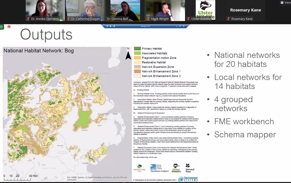 annika_clements's tweet photo. Dr Gemma Bell explains how the first set of Nature Recovery Network maps have been created for Northern Ireland by @Envsystems, the habitats approach used & dependency on input data quality/availability. Lots of great applications already #NatureRecoveryNetworksNI @NRN_NI https://t.co/euh7oztVtn