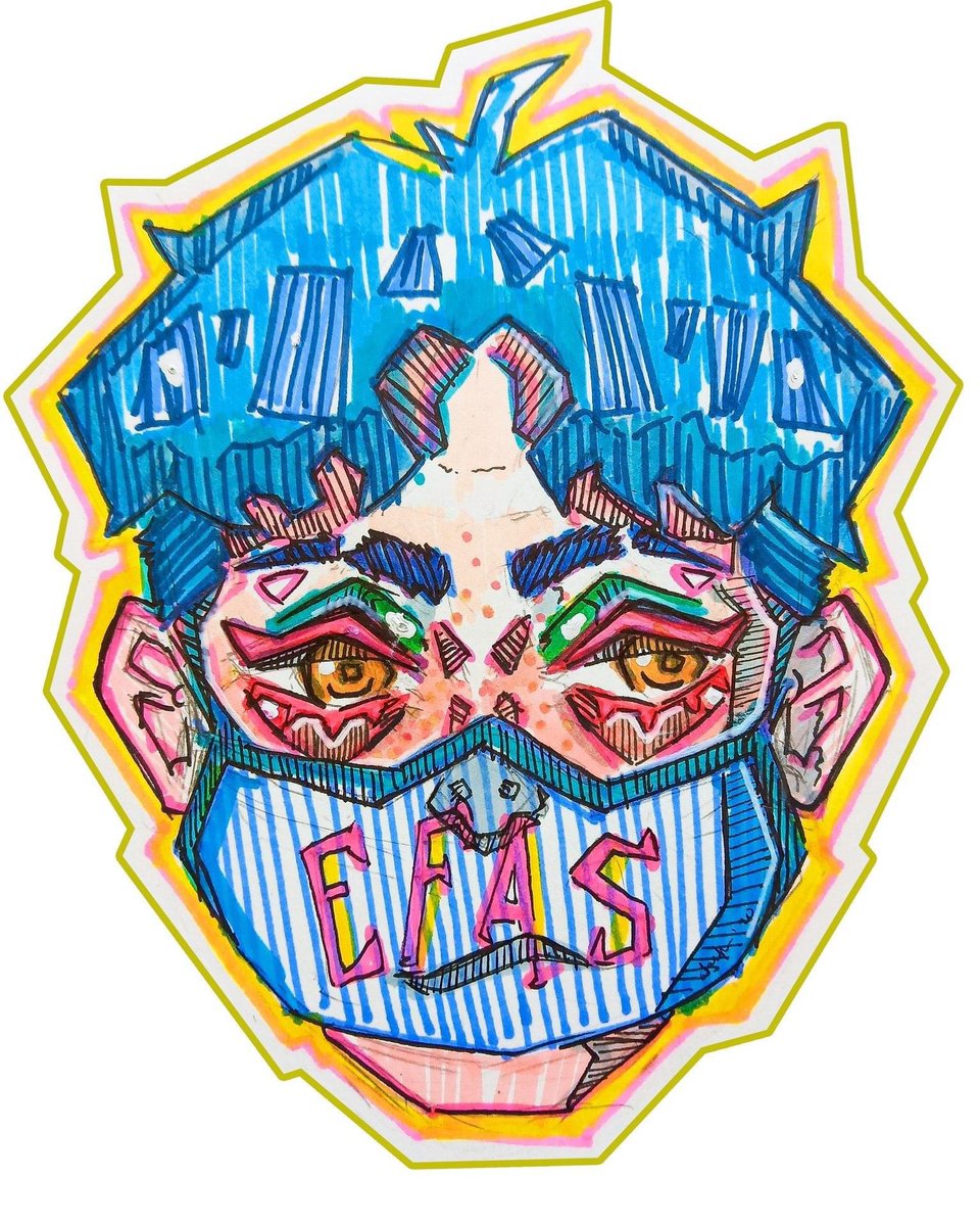 lymmacs's tweet photo. Featured Artwork of the Week 

This is a style exploration I did when the pandemic started. Efas is "safe" but spelled backwards. The idea is that we are "safe" by wearing face masks, but it's actually the opposite since there were no vaccines during the time I did this. ++ https://t.co/HhJ12MiADZ