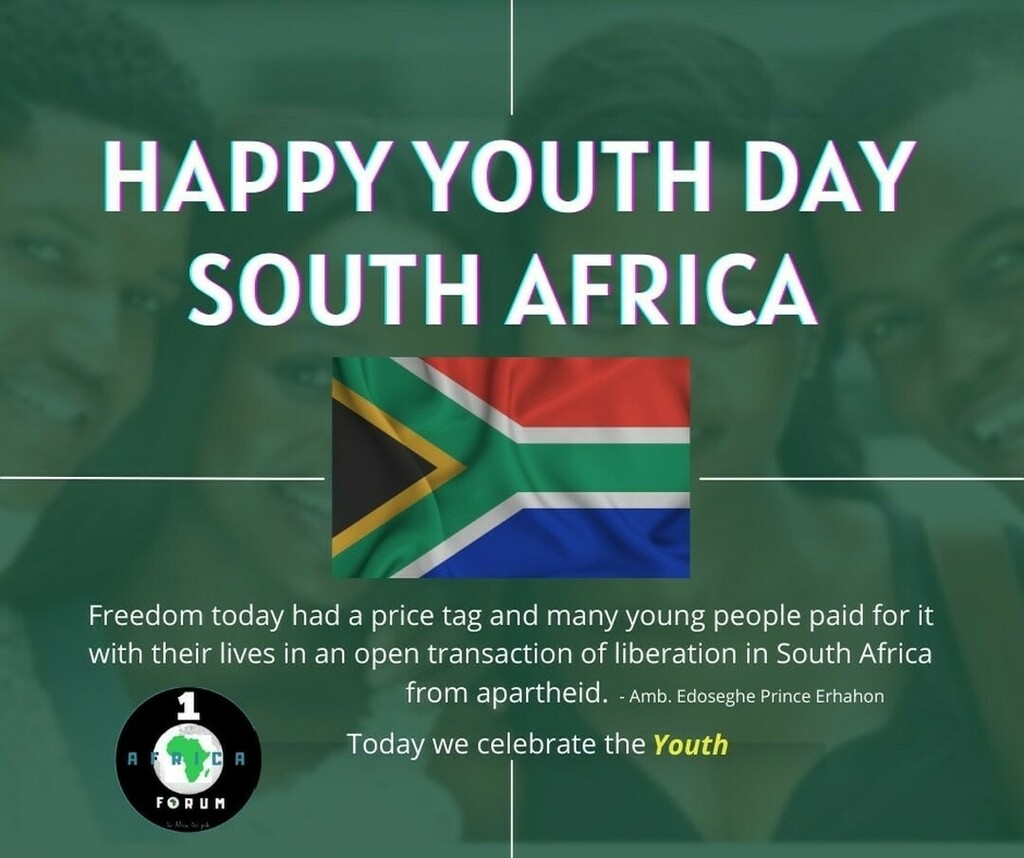 oneafricaforum's tweet photo. Freedom today had a price tag and many young people paid for it with their lives in an open transaction of liberation in South Africa from apartheid. 
- Amb. Edoseghe Prince Erhahon

#oneafricaforum #mr_ancient #africa #youthday https://t.co/ZY2DQ7Zcrd https://t.co/8wgeTT7hkn