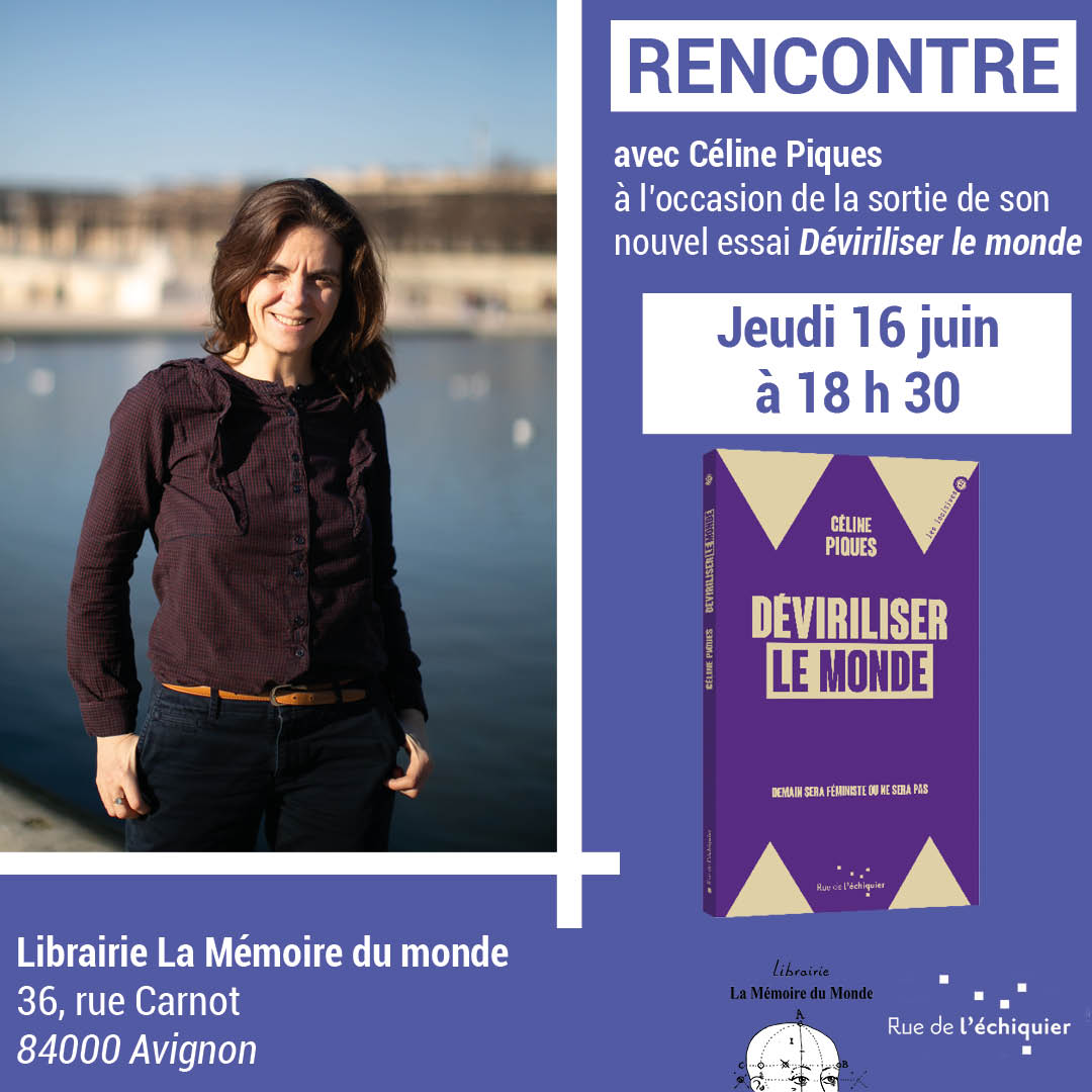 osezlefeminisme's tweet photo. Rencontre librairie avec @CelinePiques et l'extraordinaire antenne d'Osez le Féminisme #AVIGNON. En plein air (au frais ou presque) devant la librairie La Mémoire du Monde pour la sortie de son essai #DEVIRILISER le Monde aux éditions Rue de l'Echiquier https://t.co/iBZgXi9Jkf