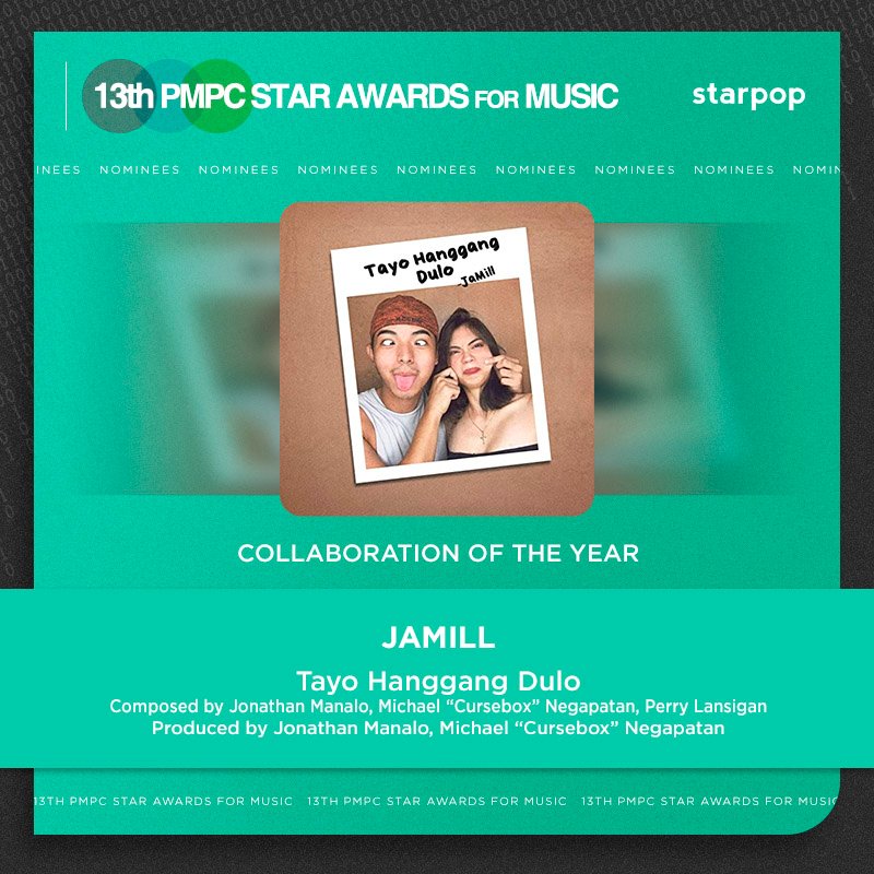 StarPopPH's tweet photo. Star Pop reprezent! Congratulations to the nominees on the 13th #PMPCStarAwards for Music! ✨🙌🏽
#JaMill @YengPLUGGEDin @Jemmacatuns https://t.co/yhkKp0gt45