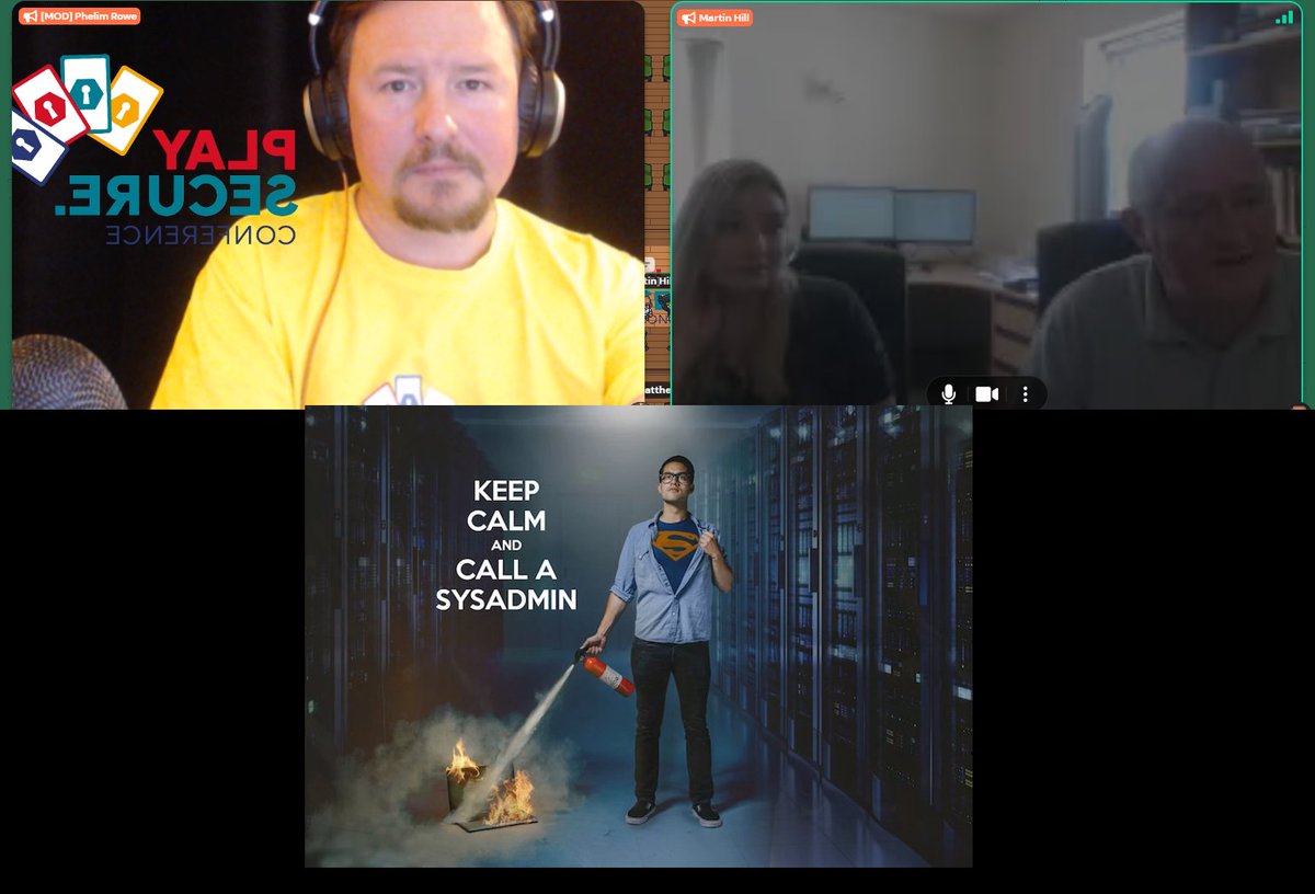 CtgIntelligence's tweet photo. Love this slide 'Keep Calm and Call A SysAdmin' by @UnusualSystems right now at the second annual #PlaySecure conference! @PlaySecureConf #Playsecure2022 #Playsecureconf https://t.co/mVVM9fc97U