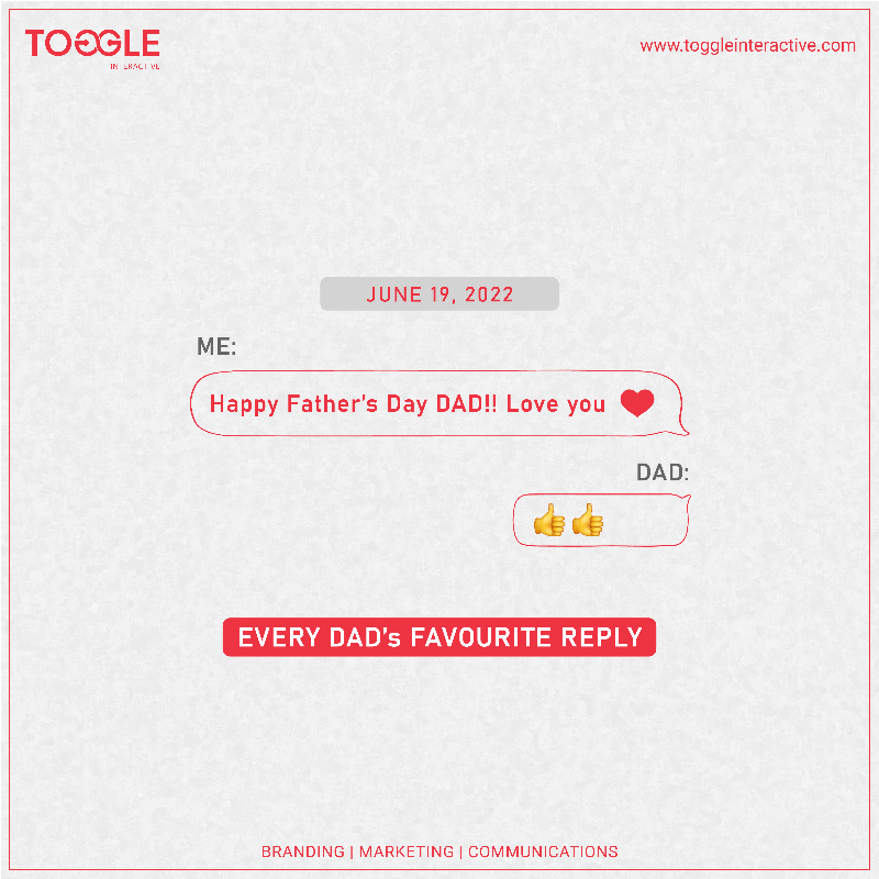ToggleDigital's tweet photo. For each expression, they have a unique way, wishing all of them a very Happy Father’s Day!! #FathersDay #Dad #Father #Love #Family #Branding #Marketing #Communication  #ToggleInteractive https://t.co/H43fuwfbrT