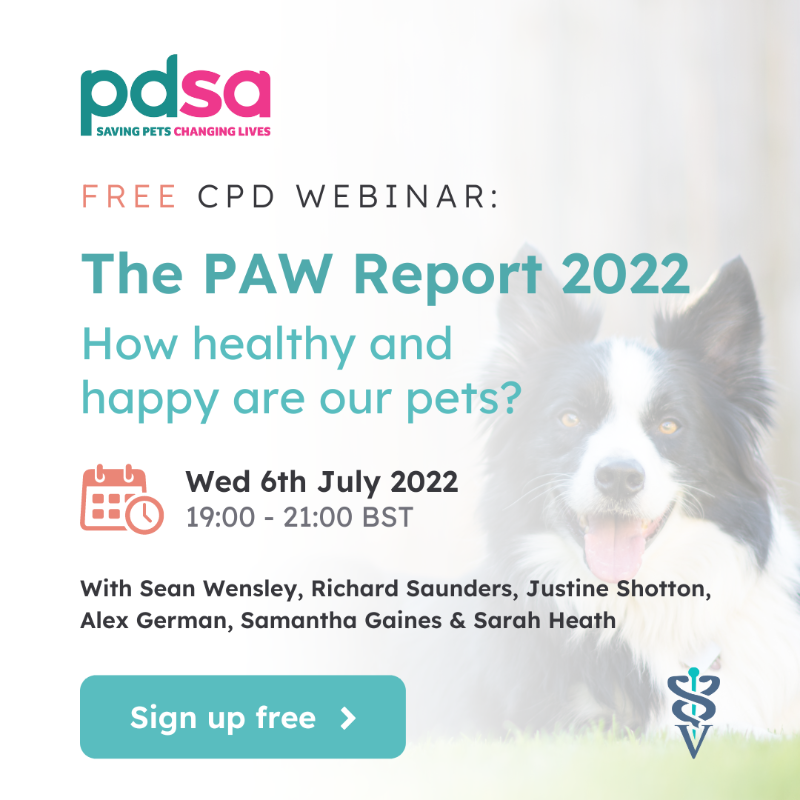 thewebinarvet's tweet photo. Sign up and tune in TOMORROW at 7pm BST for this free webinar. Join @SeanWensley, @Hutch_M_D, @justineshotton, @TheFatVet to discuss findings of the PAW Report 2022 &amp; take live questions to explore what the implications are for pet wellbeing in the UK. @PDSA_HQ

Register👇 #vets