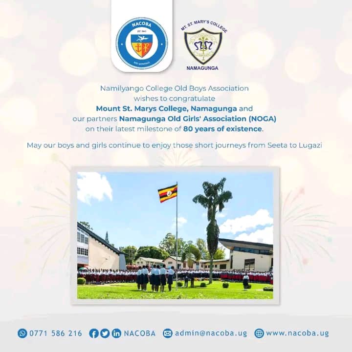 Butida06's tweet photo. It is #80YearsOfNamagunga! What a milestone! We always looked forward to the journeys between Seeta and Lugazi. And, we wish you a glorious celebration. To many more ๐ https://t.co/Mao9IxCn3N
