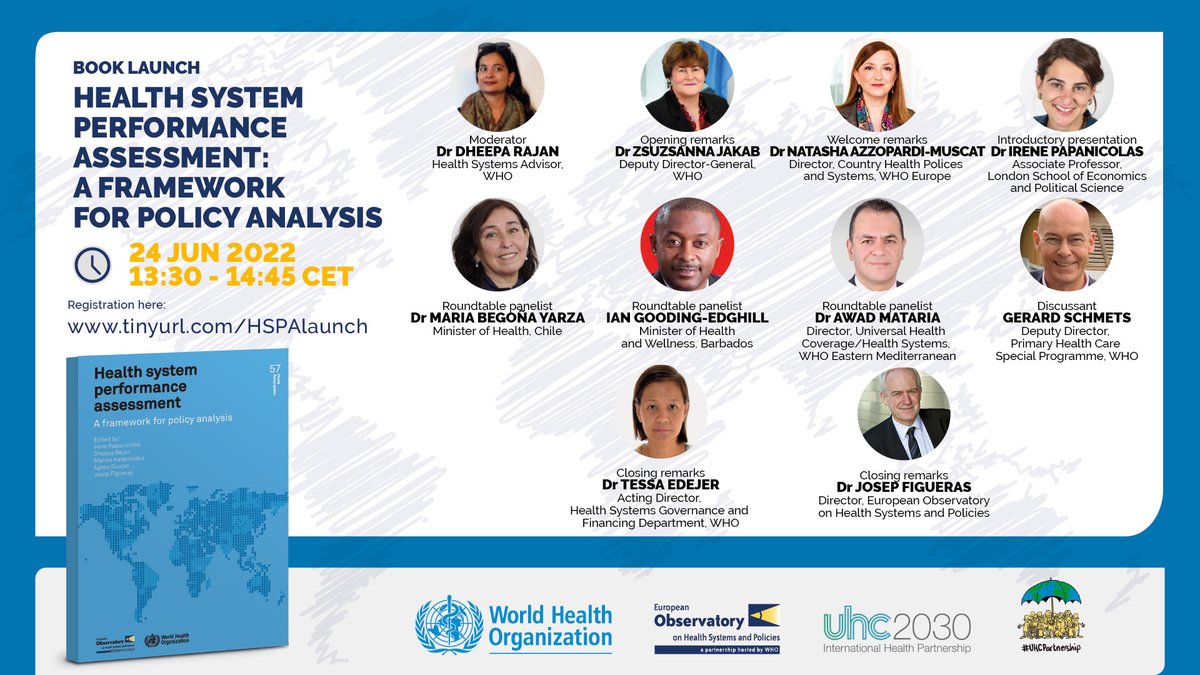 Join us on Friday 24 June for the book launch of the WHO Health System Performance Assessment Framework - Register now @ *|tinyurl.com/HSPAlaunch|*
