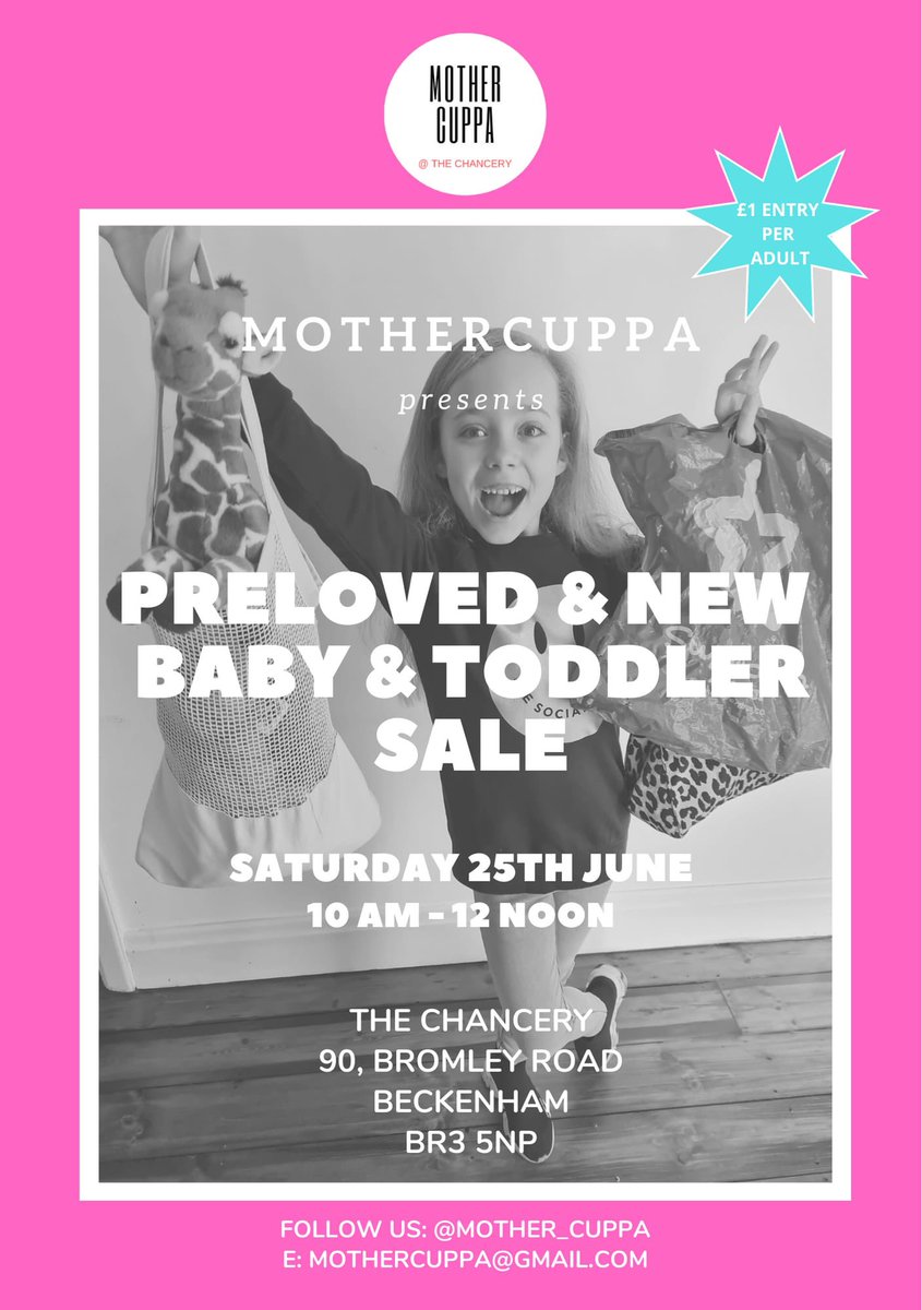 Just over a week till out next #Preloved and New Baby and Toddler Sale! Want a stall? Drop us an email at mothercuppa@gmail.com for more info! #beckenham #bromley #shortlands #hayes #penge #newbaby