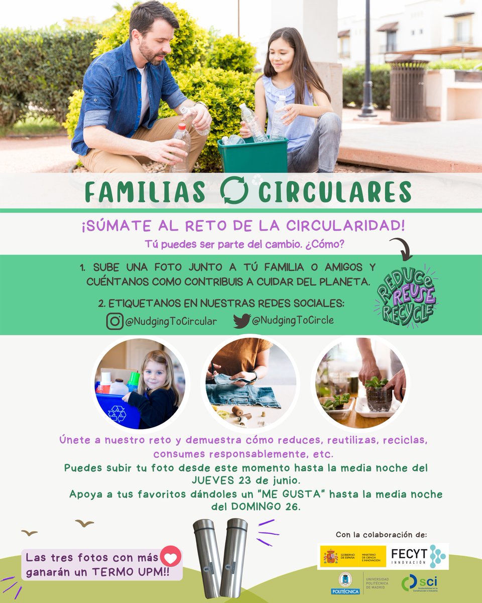 NudgingToCircle's tweet photo. #FamiliasCirculares 🔄🌍
Súmate al reto de la #Circularidad.
Comparte con nosotros como ayudáis a cuidar del #planeta mediante la #reutilización, #reciclaje, #reparando o #donando tus artículos, con un pequeño huerto🌱, seguro tenéis estupendas ideas en casa que nos sorprenderán. https://t.co/iAfqEogC7W
