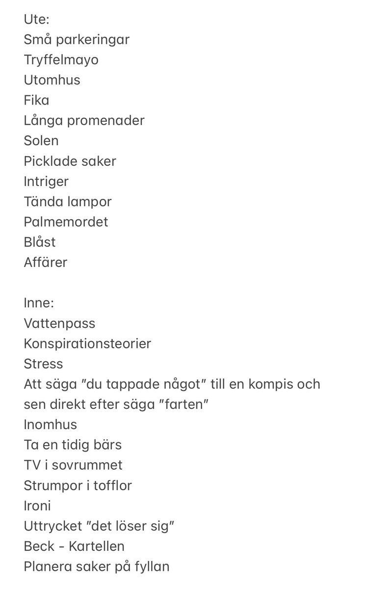 dfspontus's tweet photo. Här kommer den: Ute och inne-listan sommaren 2022! https://t.co/nIFLSQfZfc