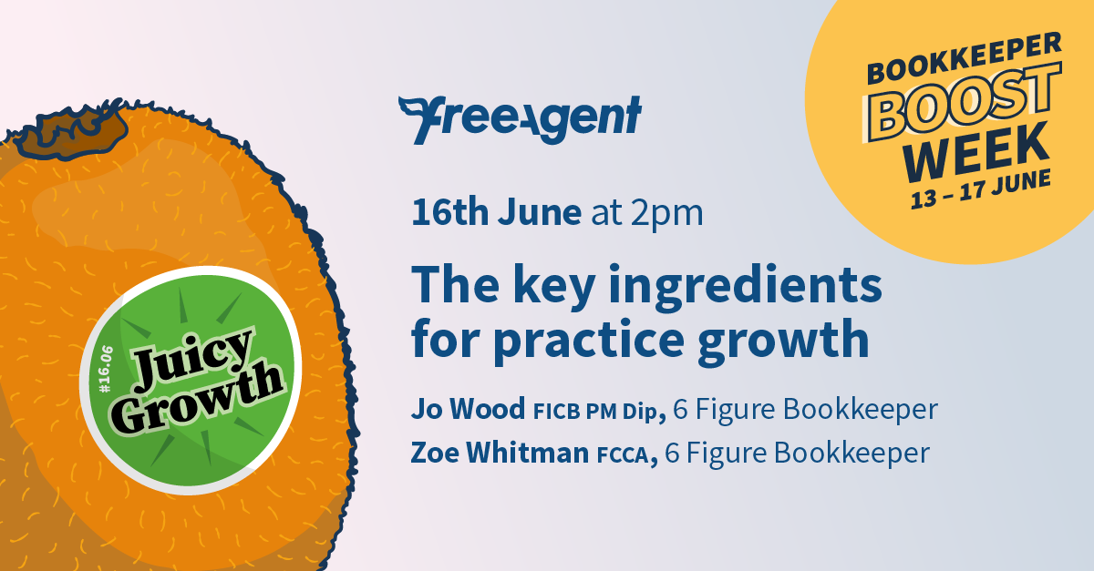 freeagent's tweet photo. Bookkeepers! ๐ Are you looking to scale up your practice? Join us at 2pm today as weโll be chatting to @Jo_Birtwistle and @_zoewhitman from @6fbookkeeper about the key ingredients for practice growth ๐
Register here: https://t.co/r236LMGrll
#BookkeeperBoostWeek https://t.co/XJwAvst2wM