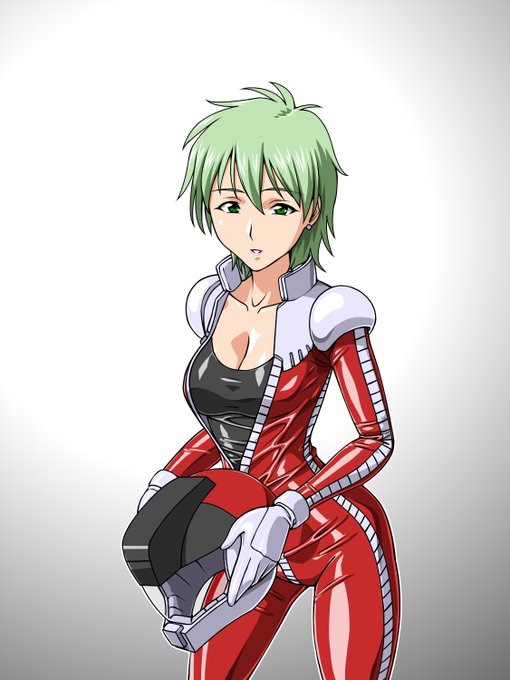 https://t.co/1lZ71fFQZW  
skeb案件なんですけど、パイロットスーツ姿で胸元開けて両手にヘルメット抱えたアイナサハリンさんとの事でしたのでそのように描かせていただきました。 
