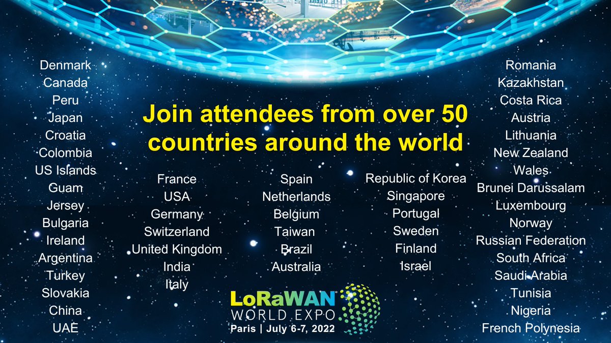This internationally acclaimed event begins in 3 weeks! Don't miss your chance to create new opportunities, grow your business, learn from and network with attendees from all over the world at the #LoRaWANWorldExpo this July in Paris! cvent.me/349Zvl?RefId=s…