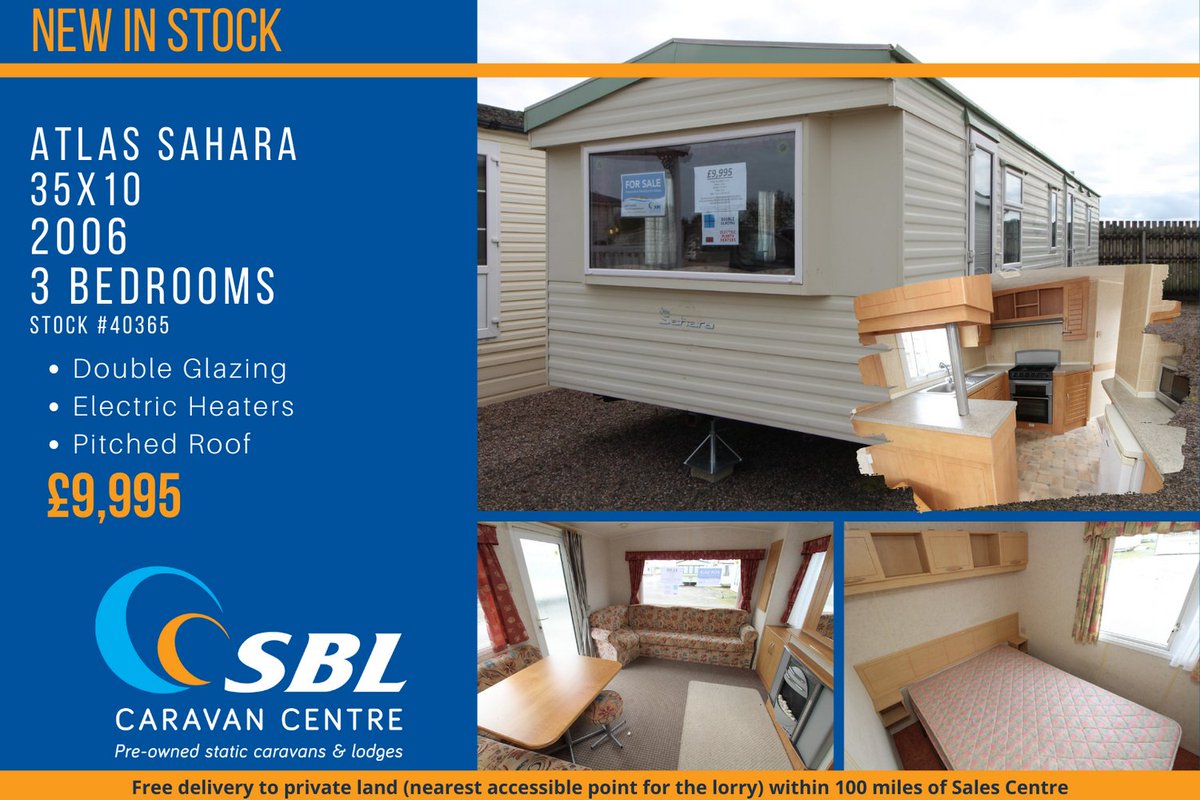 SBLcaravans's tweet photo. New in stock: Atlas Sahara 35x10 3 bed 2006. Fitted with double glazing and electric heaters. For sale offsite for £9,995. Free delivery within 100 miles to private land (nearest accessible point), following successful access check. Call or email us today! https://t.co/SyhuZdxfx6