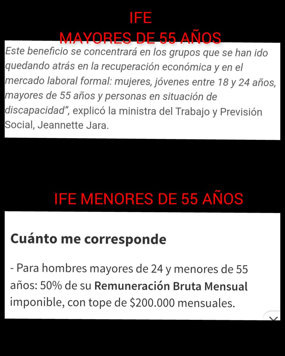 LuisMauricioSo7's tweet photo. IFE LABORAL CON LETRA CHICA
DEBES SER MAYOR DE 55 AÑOS, no lo reciben todos oh no @SenceChile
 #SextoRetiro 
@gabrielboric 
@mariomarcelc
@KarolCariola
@alinco_rene 
@PamJiles
@DuranDiputado
@Raul_Soto1
@mariseka https://t.co/XWNyoaTBJ9