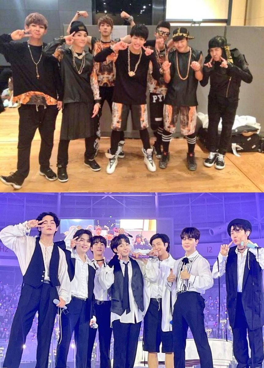 Phiyen1988's tweet photo. Bạn OP đến buổi ghi hình nói rằng:
Đạo diễn đã bảo BTS chụp 1 tấm hình kỷ niệm 9 năm đi. 
Và tấm hình mà BTS chụp hôm nay đã gợi nhớ lại sân khấu debut đầu tiên của họ tại M countdown của 9 năm trc.

 #YetToCome2ndWin
#MTVLAKPOPBTS  #PremiosMTVMIAW
@BTS_twt https://t.co/zktPDJJCPC