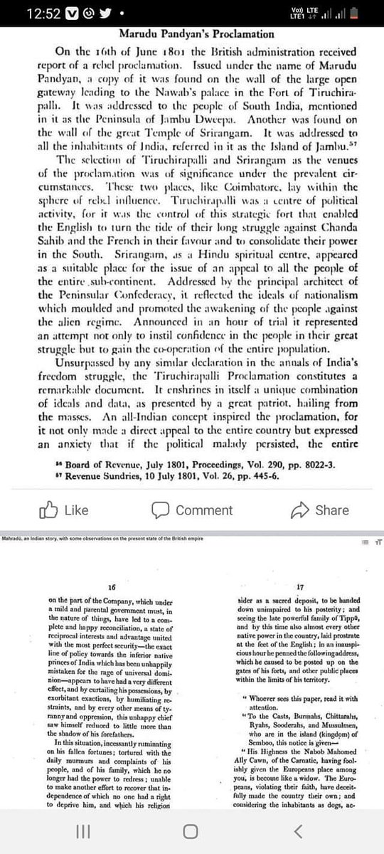 manoharankumar9's tweet image. இன்று 1801 ஜூன் 16 சென்னை மாகாணத்தில் சின்னமருதுவின் அறிவிக்கை பிரகடனம் கிடைக்கப்பட்ட தினம்