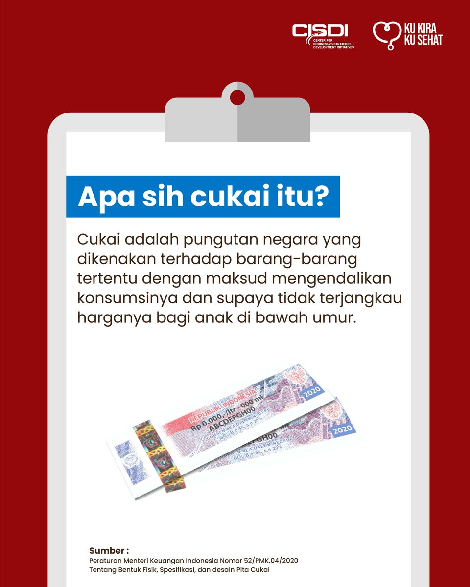 CISDI_ID's tweet photo. Meski beberapa kali diperbarui sejak 1995, belum ada penambahan barang kena cukai berdasarkan UU 

Pengenaan cukai adalah satu strategi paling cost effective dalam mengendalikan konsumsi dan peredaran barang berdampak negatif

#Drinkvolution #MindYourSugar #KuKiraKuSehat https://t.co/RIGpir2F72