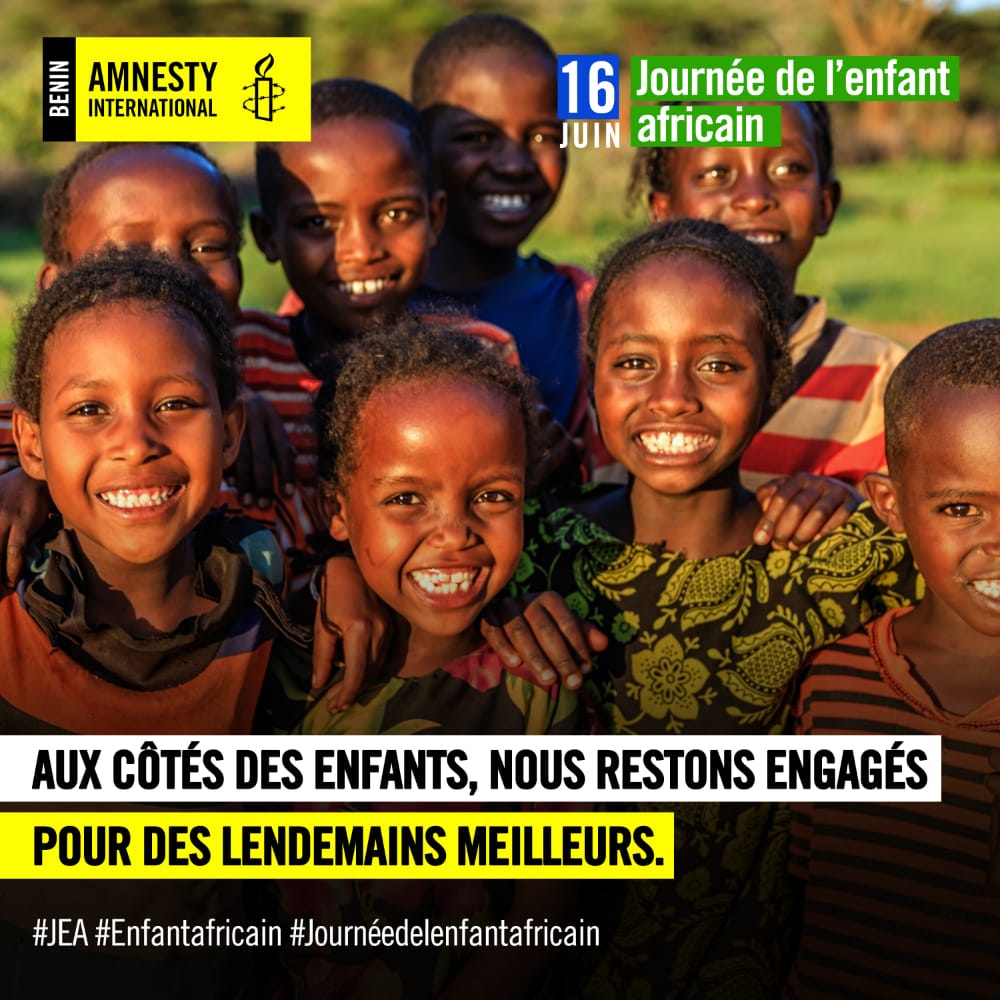 amnestybenin's tweet image. Aujourd'hui c'est la journée de l'enfant africain. 

Aux côtés des enfants, nous restons engagés pour des lendemains meilleurs.

#JEA