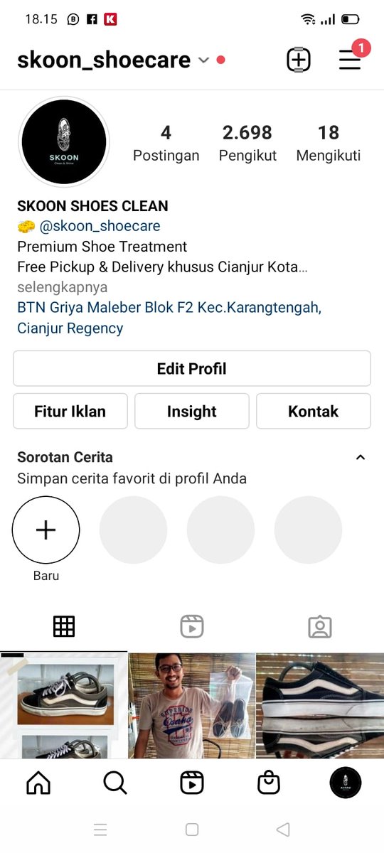 Sekitaran cianjur raya yang mau cuci sepatu, boleh kepoin ig teman saya ya