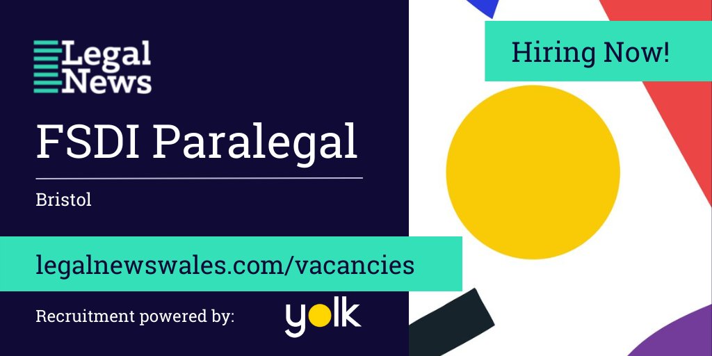 NEW Legal Job!

FSDI Paralegal
Bristol
Salary: DOE

A Top 100 law is looking for a FSDI Paralegal to join its  team in banking litigation &amp; general commercial litigation in the heart of Bristol

Apply here: legalnewswales.com/vacancies/fsdi…

<a href="/Yolk_Recruit/">Yolk Recruitment</a> #legal #job