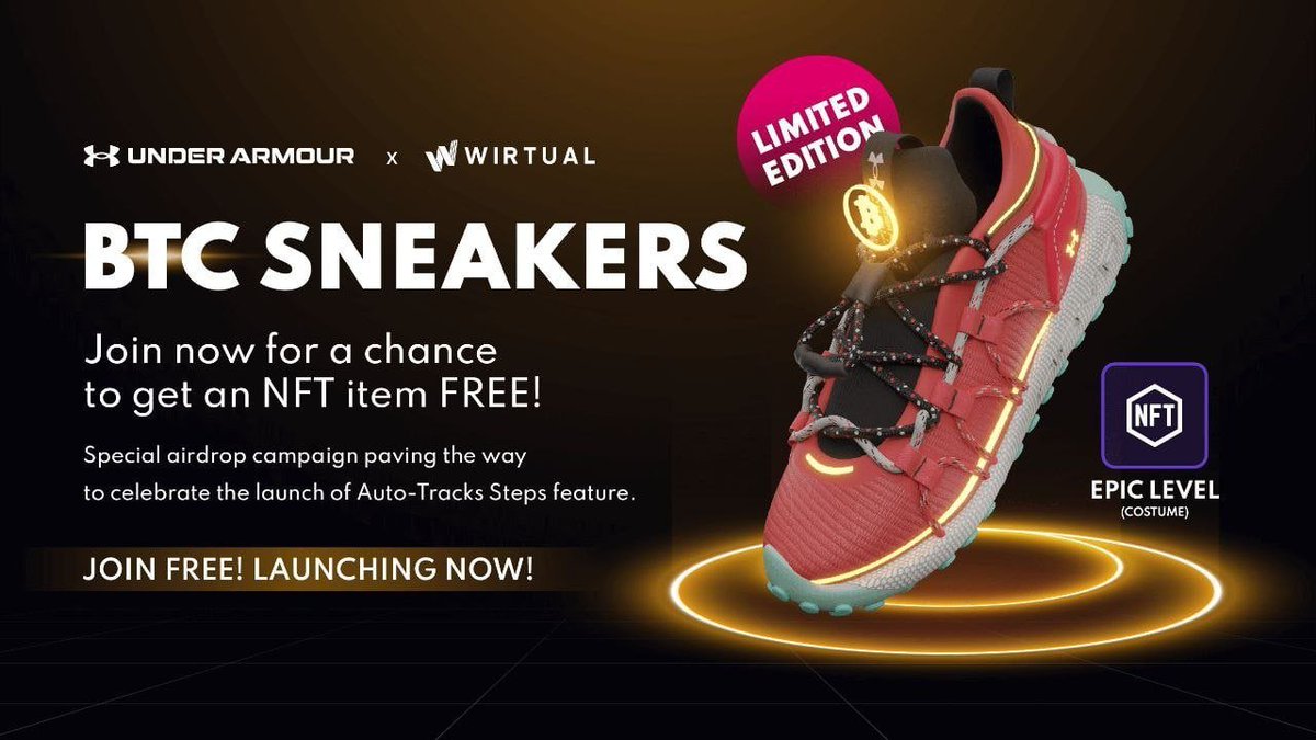 CryptoTownEU's tweet photo. 🚀 Airdrop: Wirtual X Under Armour
"BTC Sneakers
💰 Value: 50,000 PCs of BTC Sneakers
👥 Referral: +3 Entries
📅 End Date: 19th June, 2022
🏦 Distribution Date: 1 week after End

Go to the Airdrop Page
https://t.co/tboJ0vjGiQ

#Airdrop #Airdrops #Crypto #Giveaway https://t.co/RFjK8eMXYN