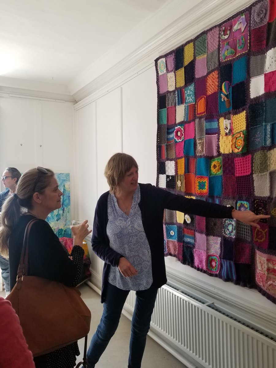 Here is the Fabulous Patchwork Blanket, it has been made with much love by members of CR and even by extended family. It was knitted, crocheted, felted and embroidered with joy over the last two years and has been given to Julie, our former CEO with our thanks and best wishes.
