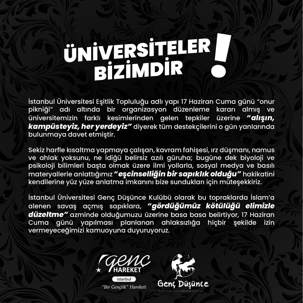 gencdusunceist's tweet photo. ÜNİVERSİTELER BİZİMDİR! https://t.co/mhNF23ZbUz