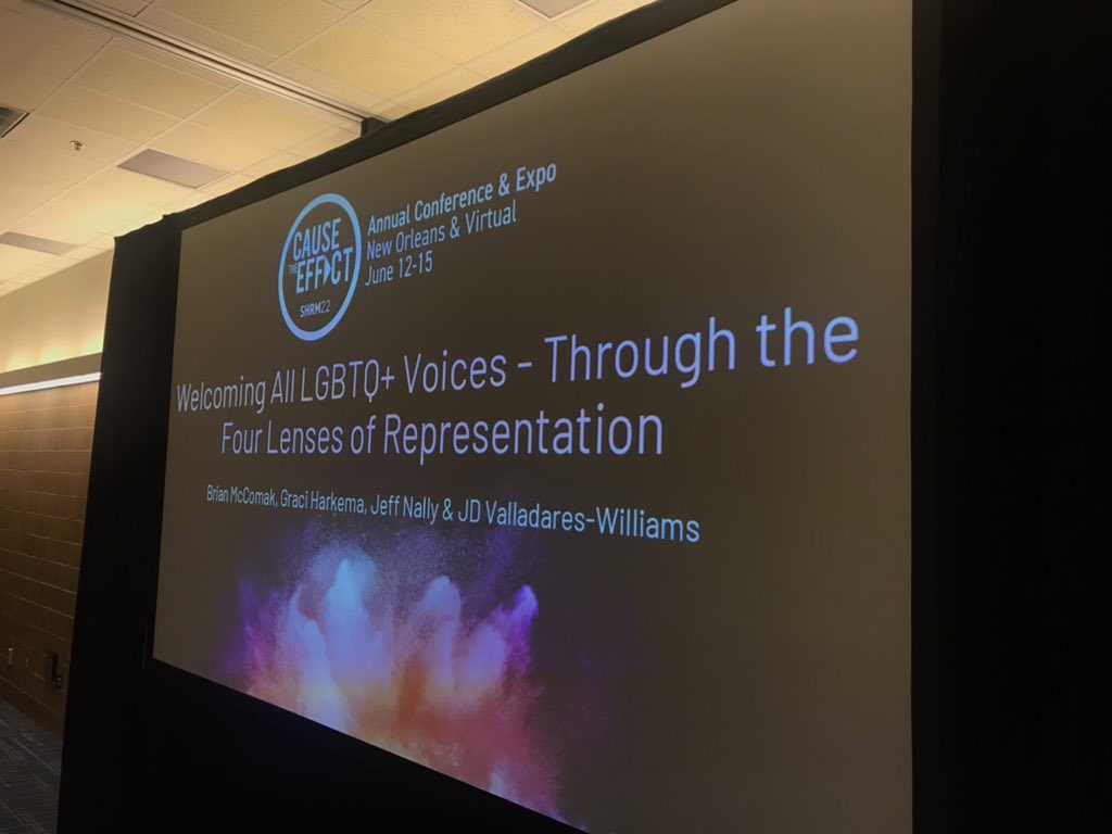 🏳️‍🌈 Honored to speak with this panel of experts in “Welcoming All LGBTQ+ Voices” to the workplace. Thanks to <a href="/GraciHarkema/">Graci Harkema</a>, Brian McComak, and JD Valladeres-Williams at #SHRM22! <a href="/SHRM/">SHRM</a> @shrm