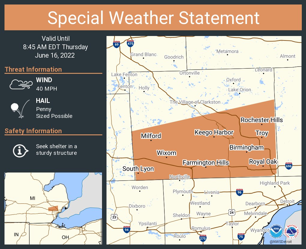 NWS Detroit on Twitter "A special weather statement has been issued