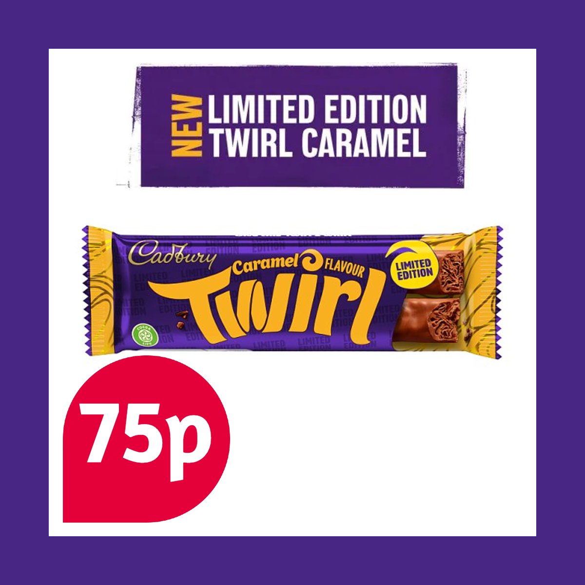 Brand New Product Alert!! We have in the Brand New @CadburyUK #TwirlCaramel in store! Be sure to pop in and grab one for only 75p! They’re limited edition, so once they’re gone they’re gone!