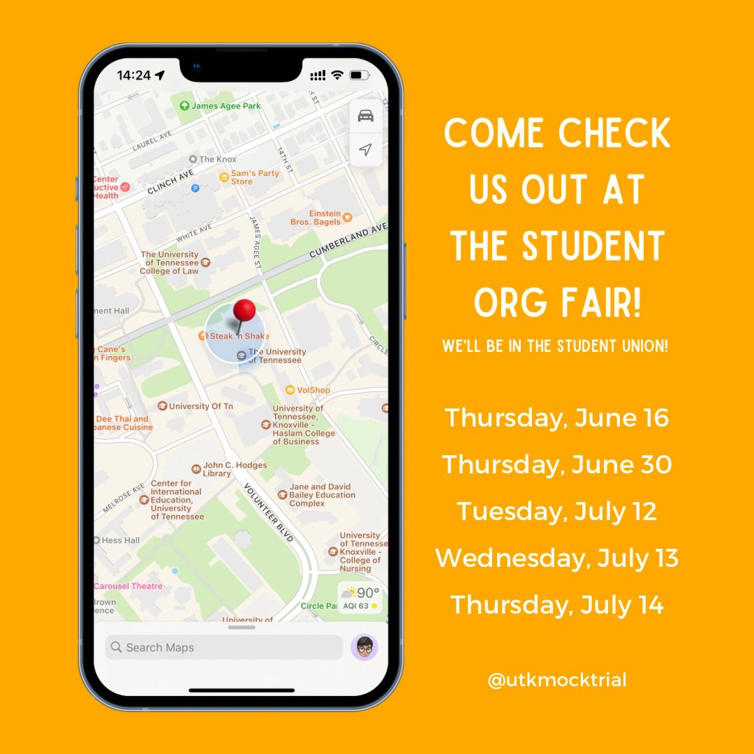Are you an incoming students to <a href="/UTKnoxville/">UT Knoxville</a>? Are you interested to get a first-hand look at our legal system? Or do you have an alter-ego you always wanted to try out? If so, we have a place for you! We’ll be in the Student Union answering all of your questions! #RockyTop