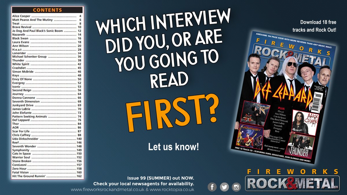 WHICH Interview did you, or are you going to read first from issue #99 - let us know!

Issue #99 is OUT TODAY!

You can also order online at -fireworksrockandmetal.co.uk/elementor-156

Rock Out!

#rock #metal #rockmusic #metalmusic #musicmagazine #music #rockmagazine #metalmagazine #musicreview