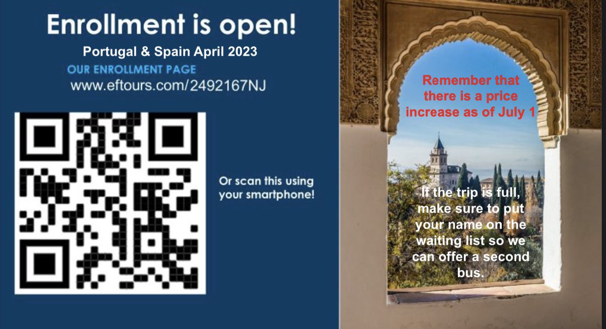 Who’s ready for next year’s school trip in April to Portugal and Spain?