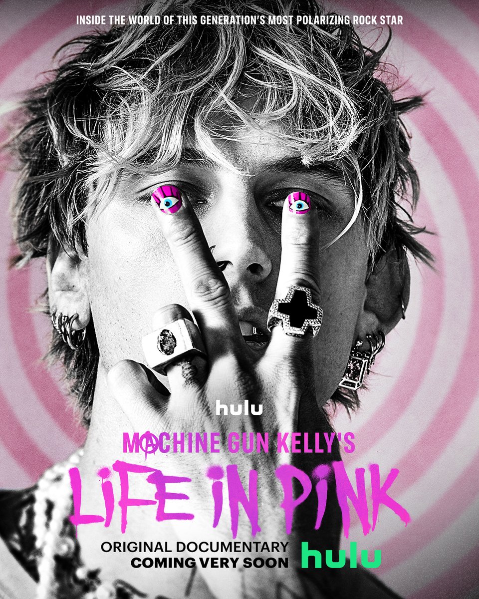 hulu's tweet image. Get exclusive access into the world of Machine Gun Kelly and stream #MGKLifeInPink very soon.